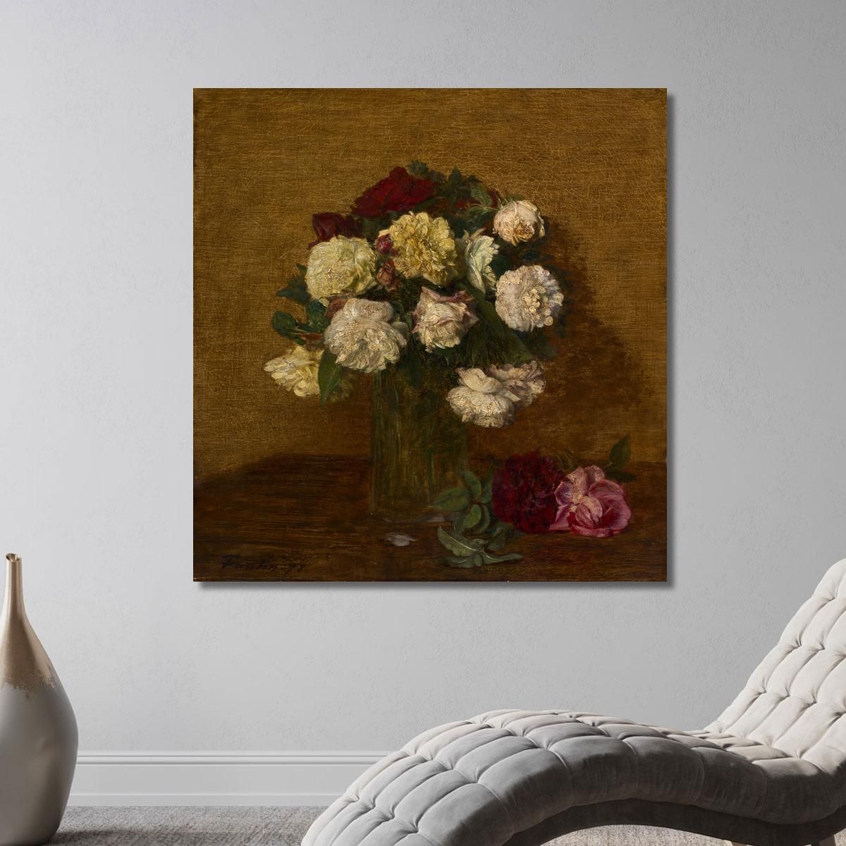 Rose In Un Vaso Henri Fantin-Latour hft86 quadro stampa su tela