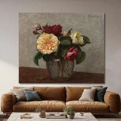 Rose Gialle E Rosse Henri Fantin-Latour hft87 quadro stampa su tela