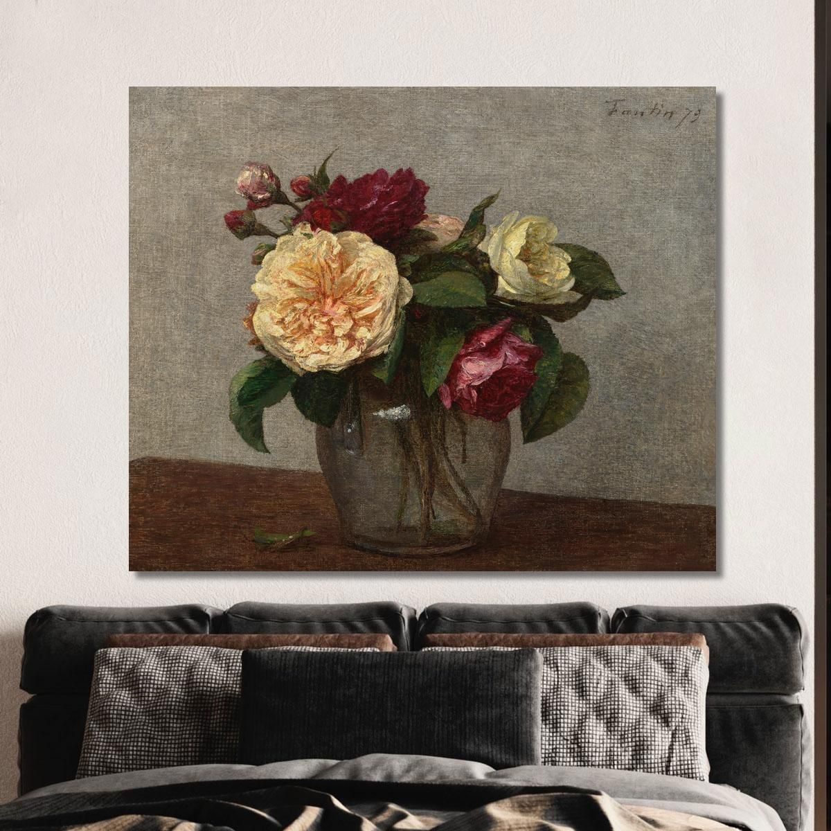 Rose Gialle E Rosse Henri Fantin-Latour hft87 quadro stampa su tela