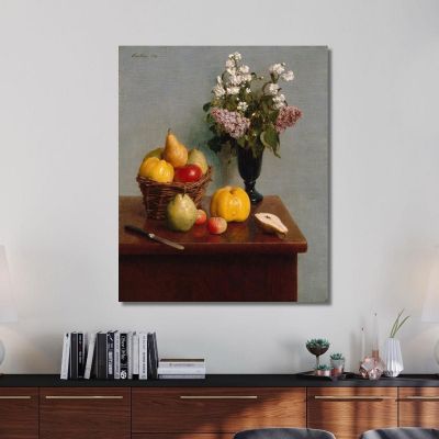 Natura Morta Con Fiori E Frutta Henri Fantin-Latour hft101 quadro stampa su tela