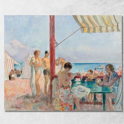 Il Bar Sulla Spiaggia Henri Lebasque hlb31 quadro stampa su tela