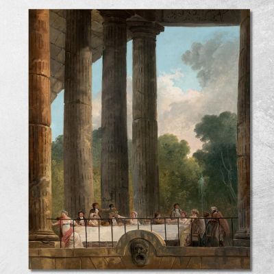 Un Banchetto Tra Le Rovine Di Un Tempio Hubert Robert hrb1 quadro stampa su tela