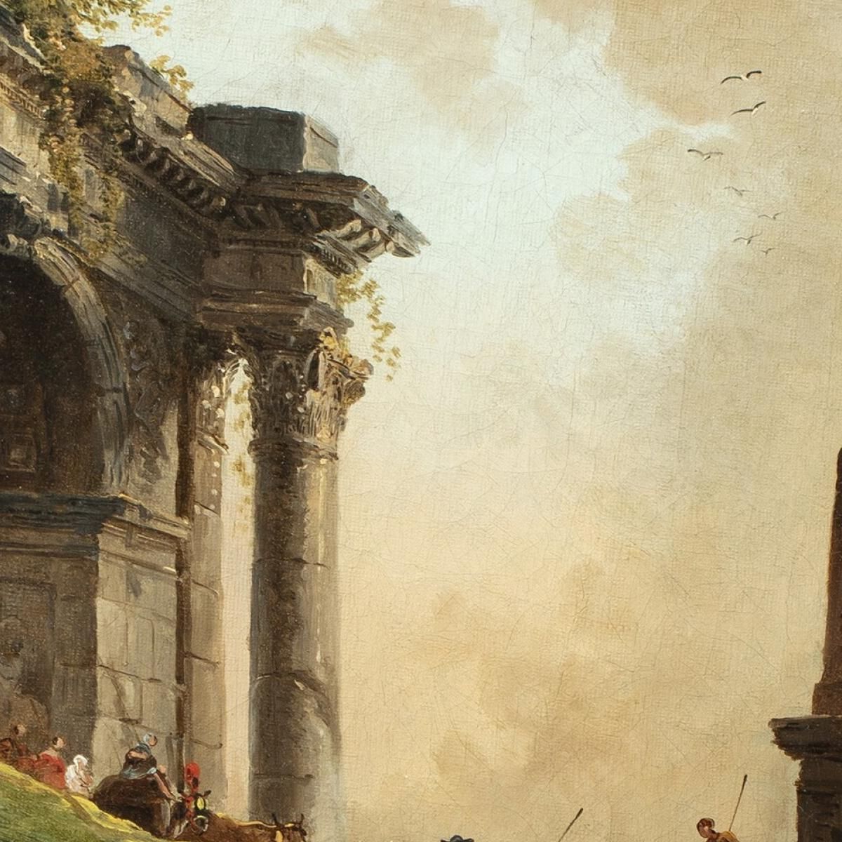 Mandriani E Il Loro Bestiame Davanti A Un Arco E Un Obelisco In Rovina Hubert Robert hrb33 quadro stampa su tela