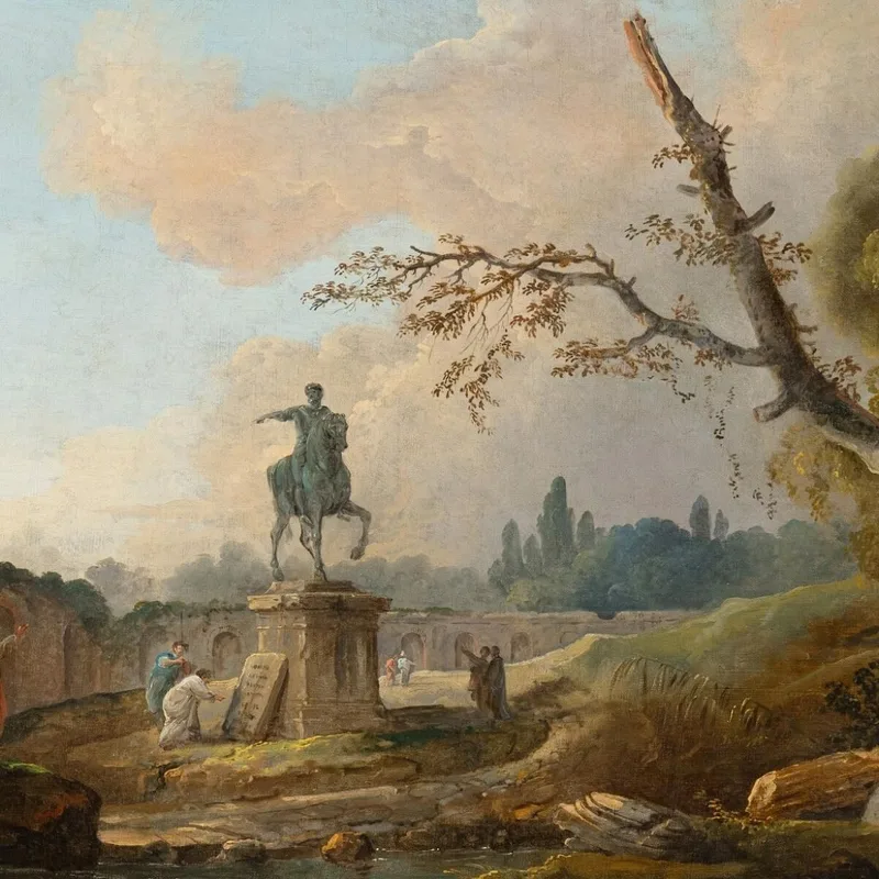Tableau Toile "Aqueduc Dans Les Ruines" D'Hubert Robert - Cadre Prêt à Accrocher