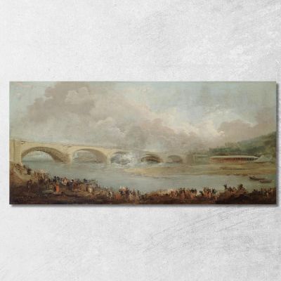 La Flessione Del Ponte Di Neuilly Hubert Robert hrb64 quadro stampa su tela