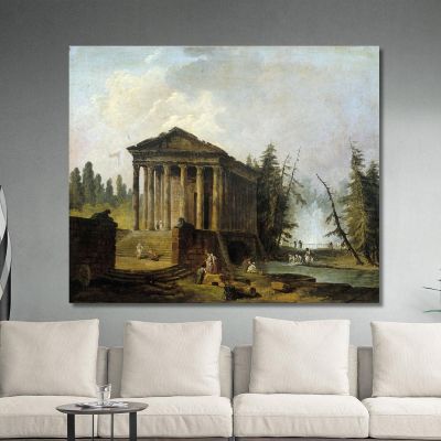 L'Antico Tempio Hubert Robert hrb68 quadro stampa su tela