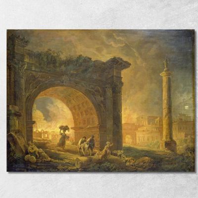 Rovine Romane Hubert Robert hrb81 quadro stampa su tela