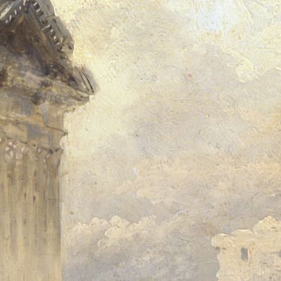 Rovine Romane Del Foro Con Il Colosseo E L'Obelisco Hubert Robert hrb84 quadro stampa su tela