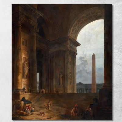 L'Obelisco Hubert Robert hrb105 quadro stampa su tela