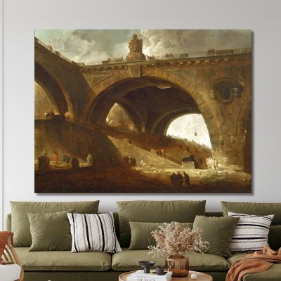 Il Ponte Vecchio Hubert Robert hrb107 quadro stampa su tela