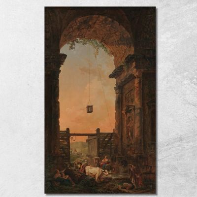 Il Ritorno Del Bestiame Hubert Robert hrb111 quadro stampa su tela