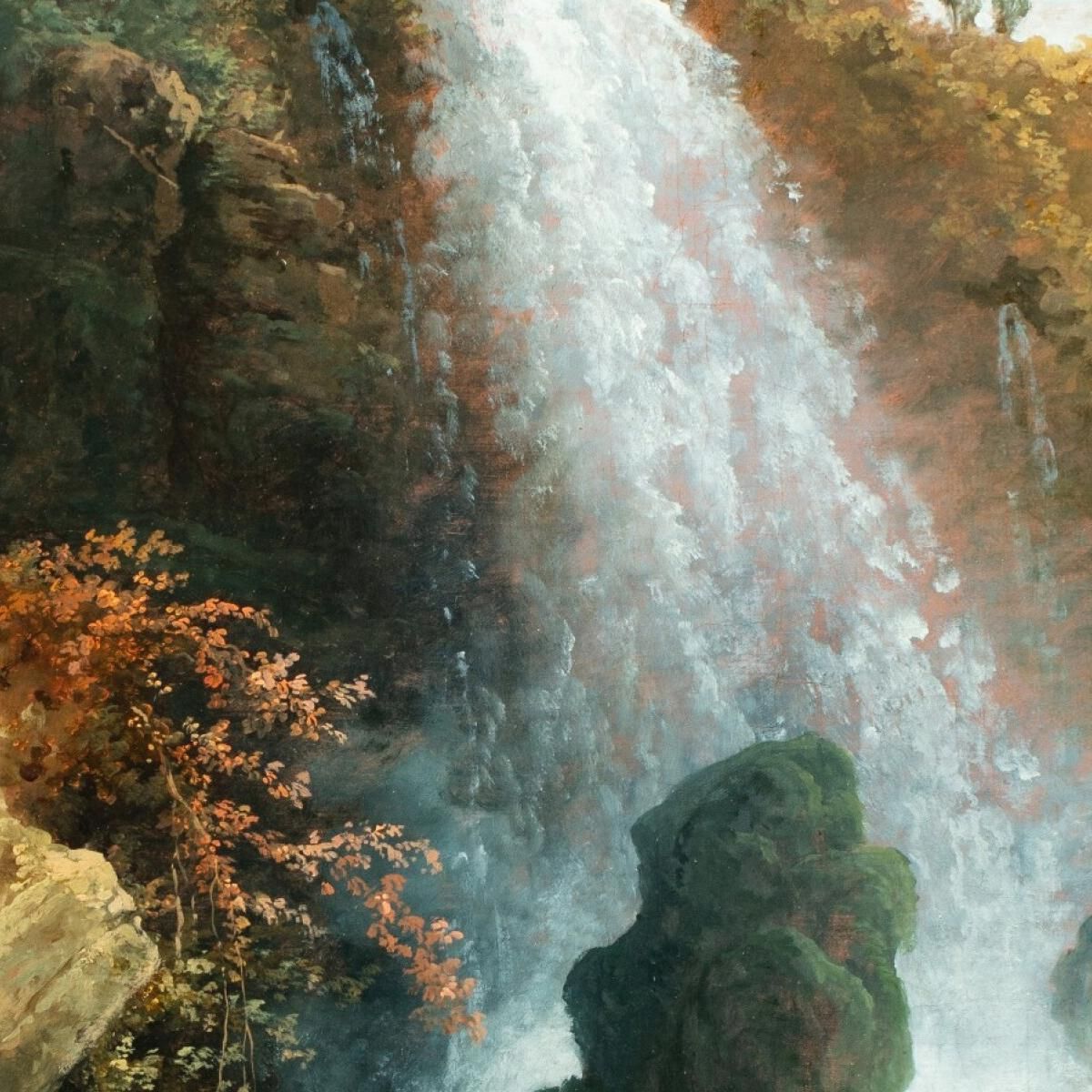 Le Cascate Di Tivoli Con Il Tempio Della Sibilla Hubert Robert hrb117 quadro stampa su tela