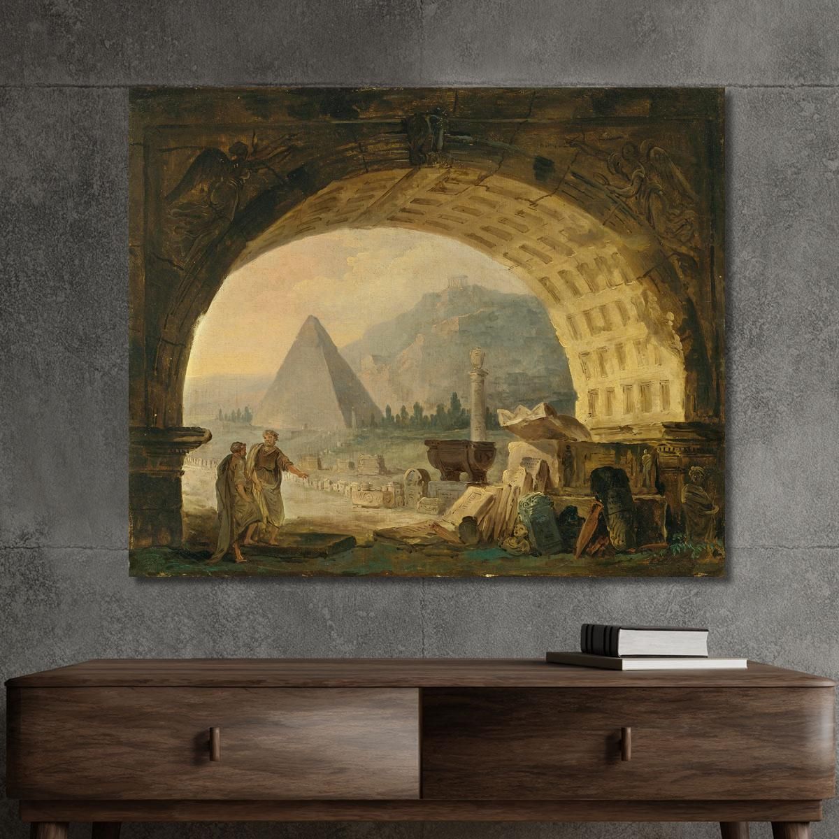 Vista Delle Antichità Sotto Un Arco Hubert Robert hrb121 quadro stampa su tela
