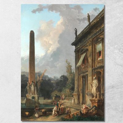 Menestrelli Erranti Hubert Robert hrb127 quadro stampa su tela