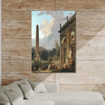 Juglares Errantes Hubert Robert, hrb127 cuadro en lienzo