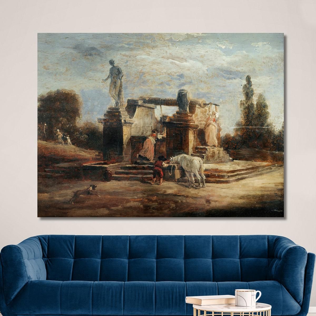 Lavandaie Alla Fontana Hubert Robert hrb130 quadro stampa su tela