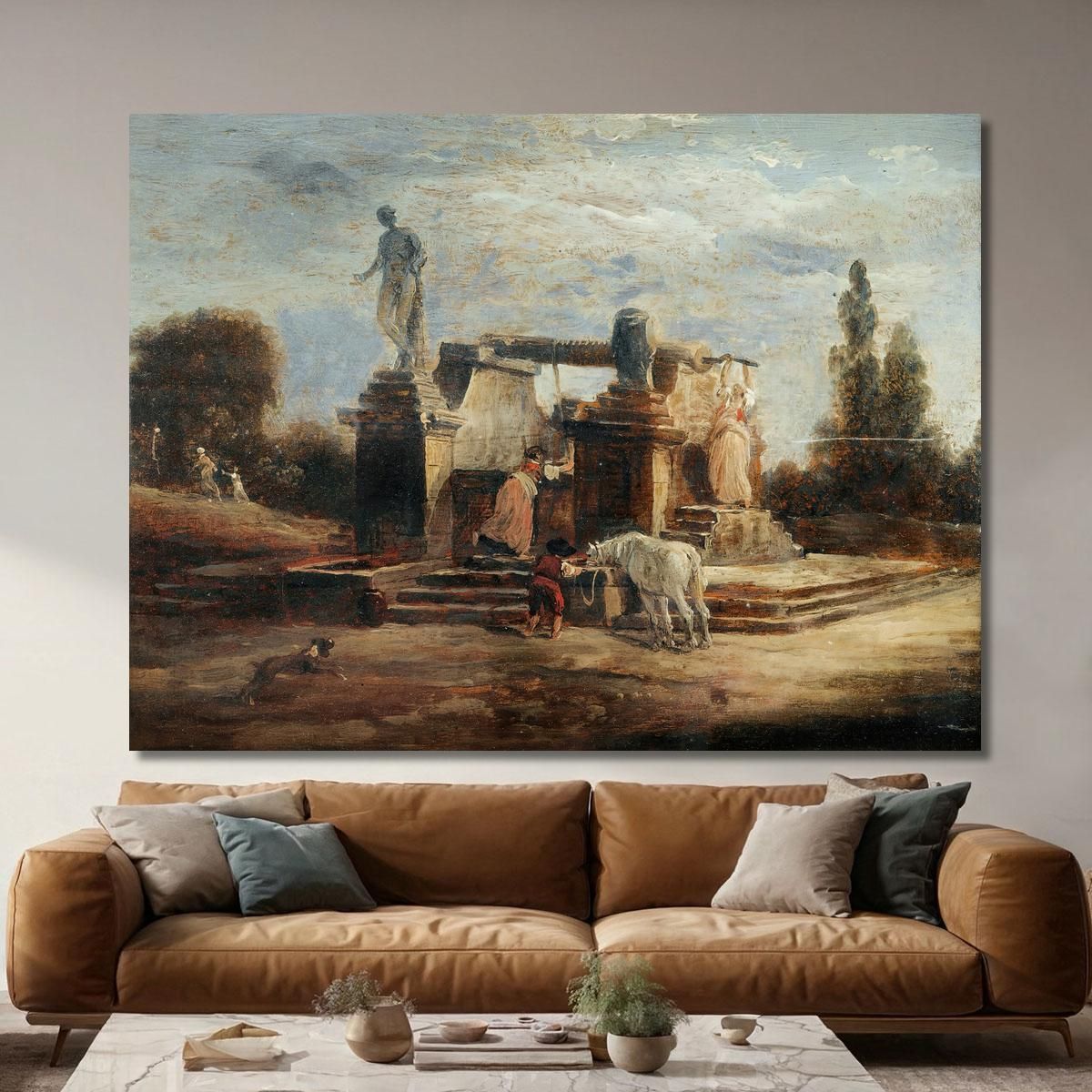 Lavandaie Alla Fontana Hubert Robert hrb130 quadro stampa su tela