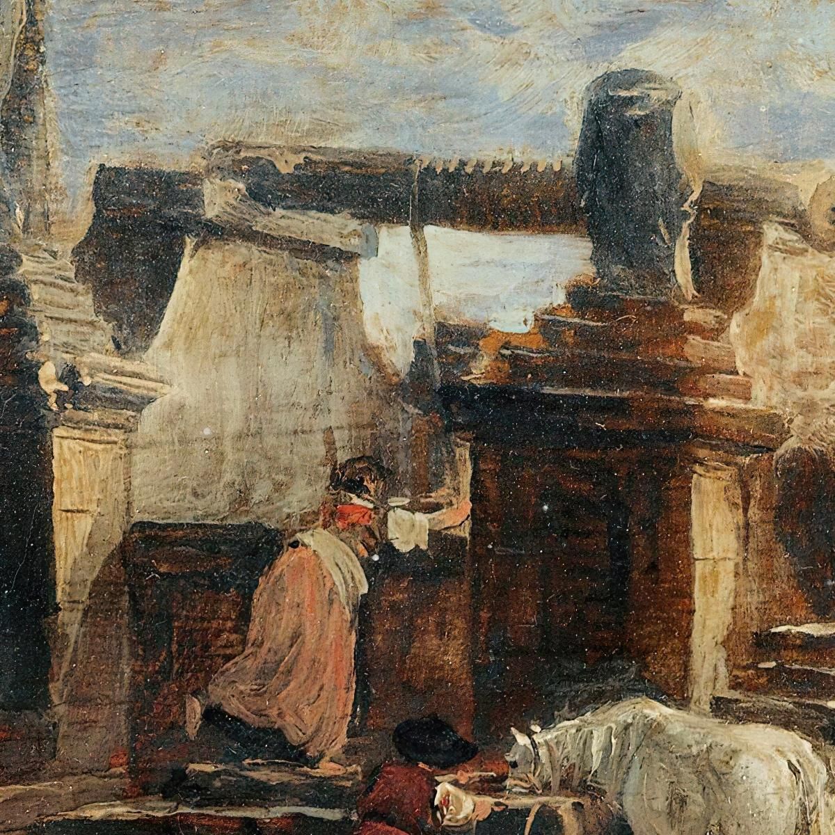 Lavandaie Alla Fontana Hubert Robert hrb130 quadro stampa su tela