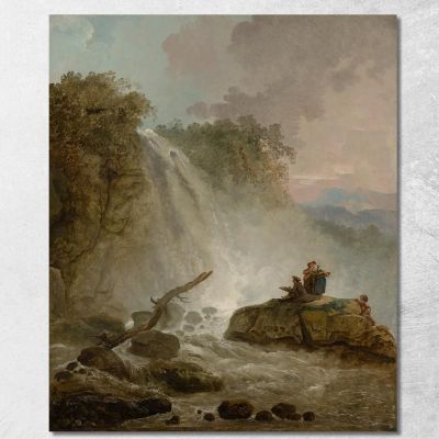 Cascata Con Disegno Dell'Artista Hubert Robert hrb133 quadro stampa su tela