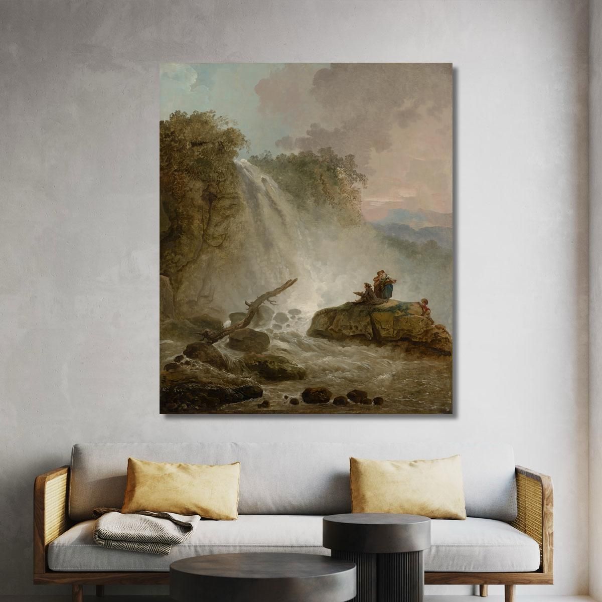 Cascata Con Disegno Dell'Artista Hubert Robert hrb133 quadro stampa su tela