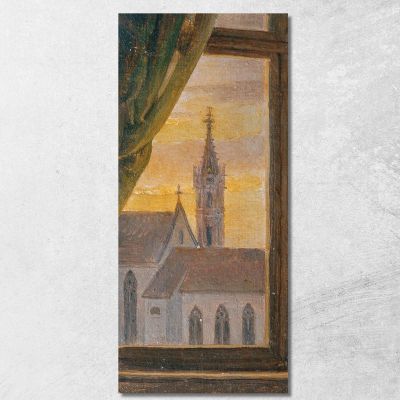 Vista Attraverso Una Finestra Di Una Torre Di Chiesa Gotica Johann Peter Krafft jpk5 quadro stampa su tela