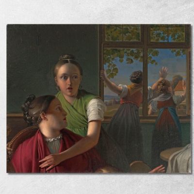 Quattro Ragazze In Una Stanza Johann Peter Krafft jpk51 quadro stampa su tela