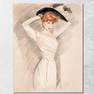 Una Signora Elegante Che Indossa Un Cappello Paul César Helleu pch3 quadro stampa su tela