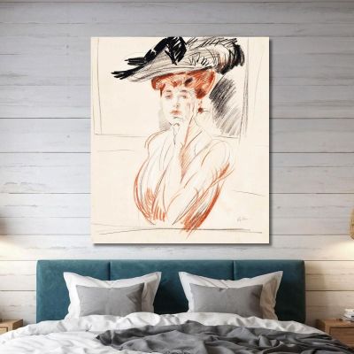 La Dama Del Sombrero De Plumas Paul César Helleu, pch15 cuadro en lienzo
