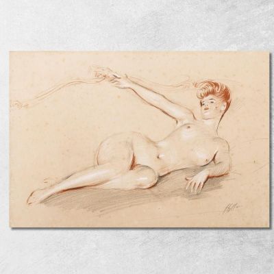 Sdraiata Nuda Su Un Divano Paul César Helleu pch21 quadro stampa su tela