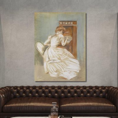 Madame Helleu Al Suo Segretario Paul César Helleu pch24 quadro stampa su tela Madame Helleu Al Suo Segretario Paul César Helleu pch24 quadro stampa su tela
