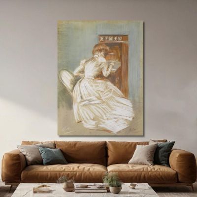 Madame Helleu Al Suo Segretario Paul César Helleu pch24 quadro stampa su tela Madame Helleu Al Suo Segretario Paul César Helleu pch24 quadro stampa su tela