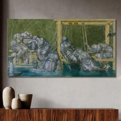 La Corte Del Giardino Sir Edward Coley Burne-Jones, ecb84 quadro stampa su tela