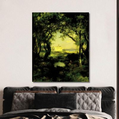 Une Hacienda Mexicaine Lac Cuitzeo Thomas Moran, tmr2 tableau impression sur toile