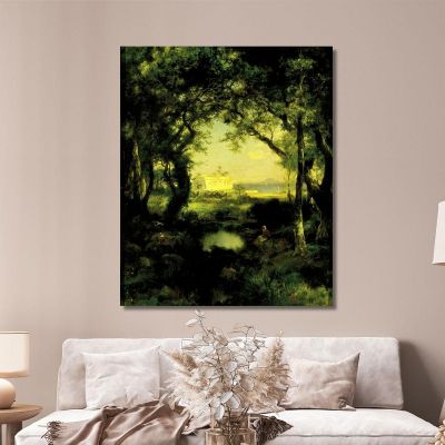 Una Hacienda Messicana Sul Lago Cuitzeo Thomas Moran tmr2 quadro stampa su tela