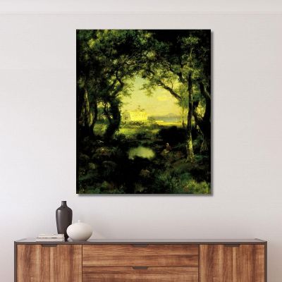 Una Hacienda Messicana Sul Lago Cuitzeo Thomas Moran tmr2 quadro stampa su tela