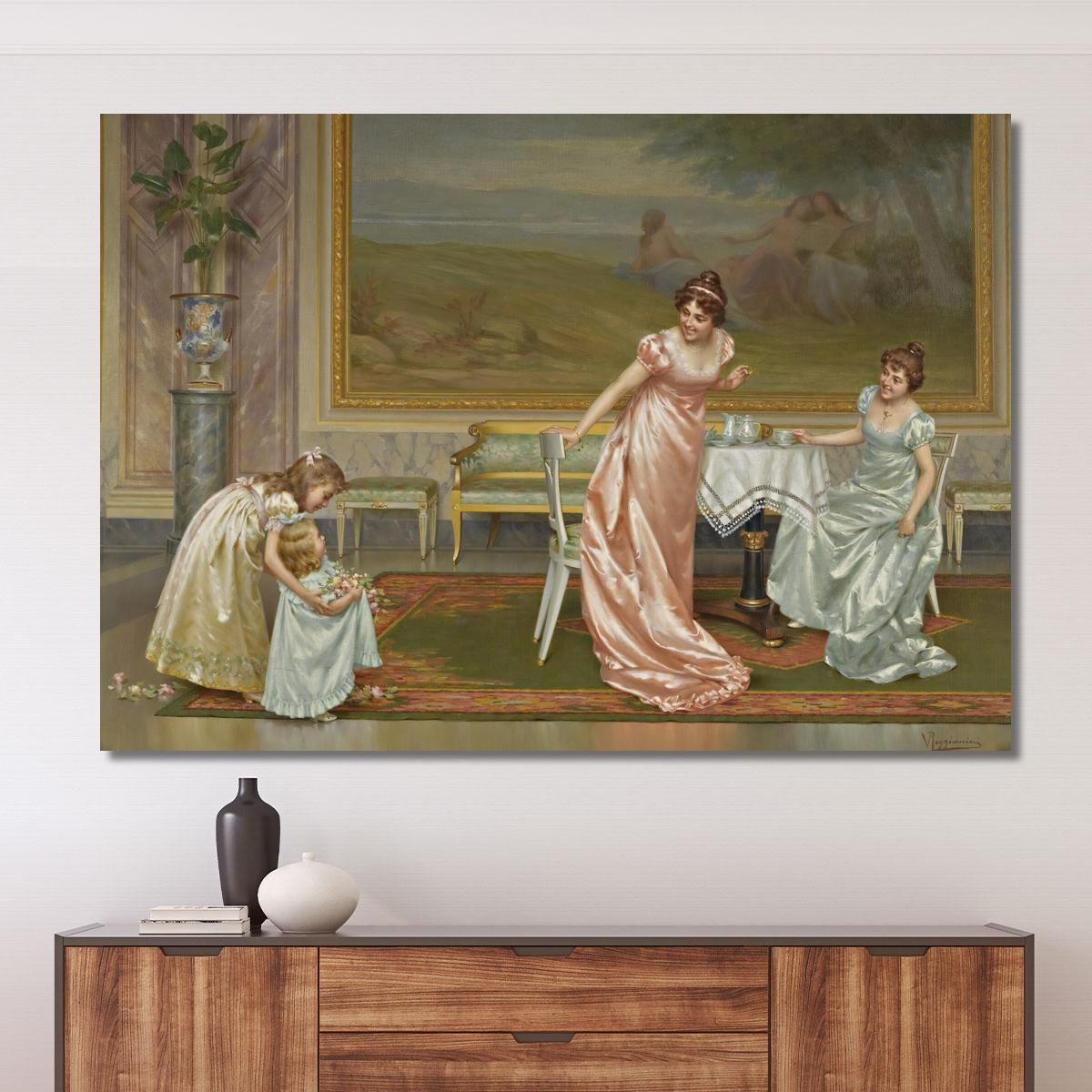 Il Tea Party Vittorio Reggianini vrg27 quadro stampa su tela