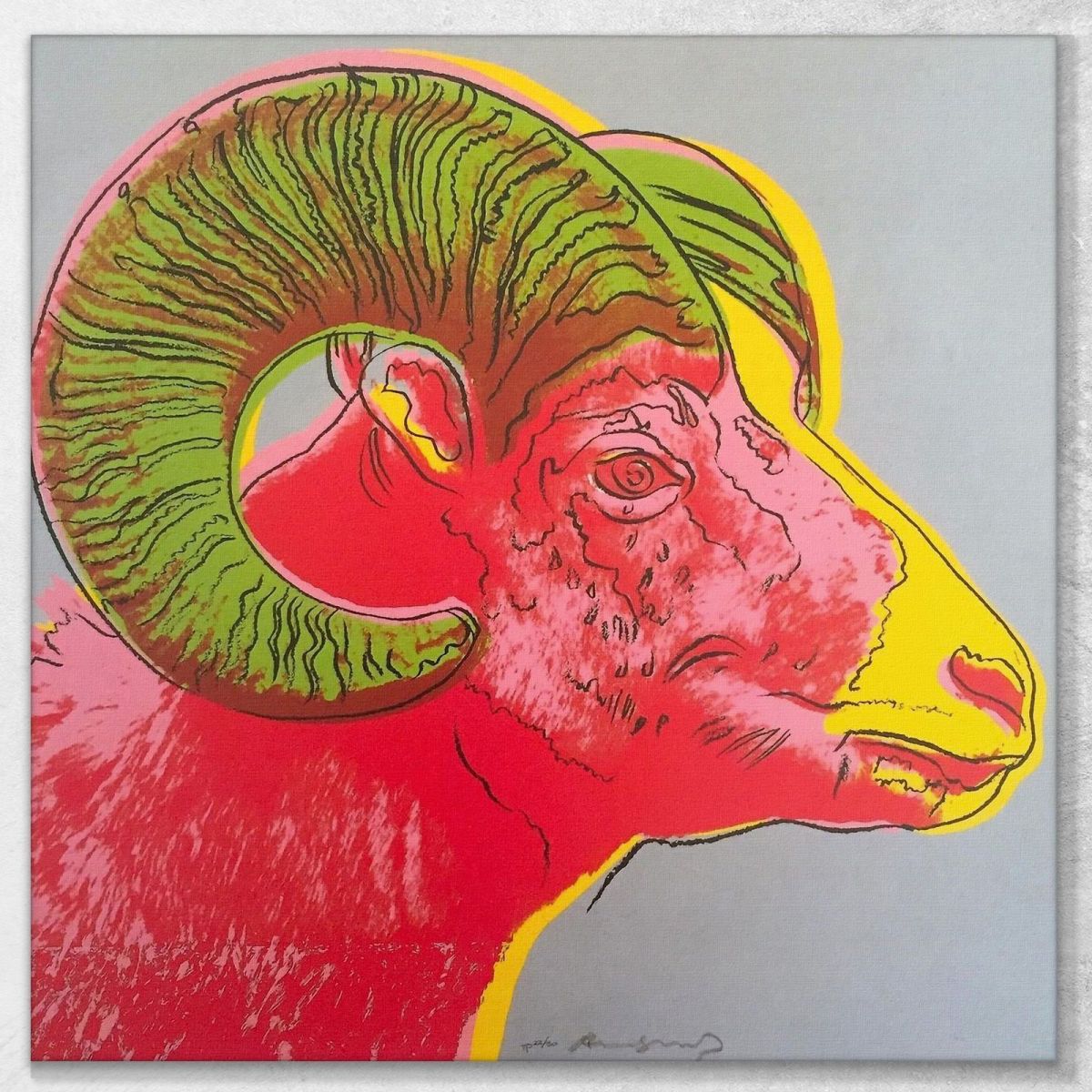 Bighorn Ram Endangered Species 3 1983 Andy Warhol quadro 100x100cm AW8