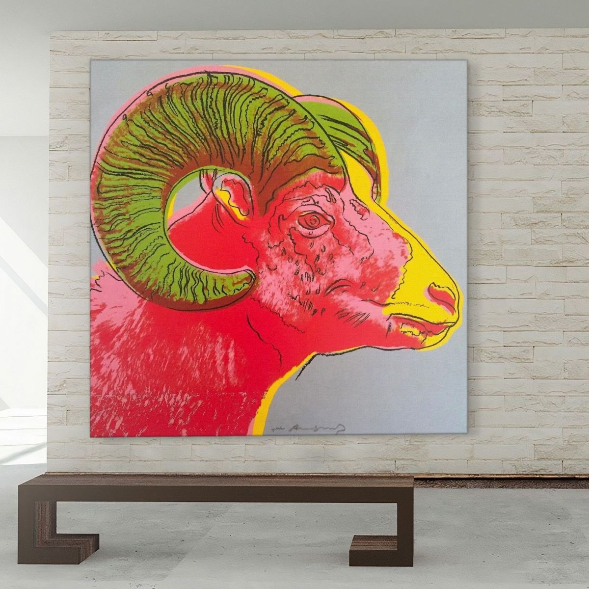 Bighorn Ram Endangered Species 3 1983 Andy Warhol quadro 100x100cm AW8