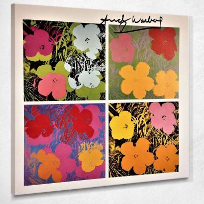 Flowers 1970 Andy Warhol quadro stampa su tela 100x100cm AW21