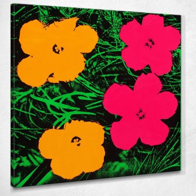 Flowers 11 Andy Warhol quadro stampa su tela 100x100cm AW23