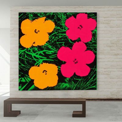 Flowers 11 Andy Warhol quadro stampa su tela 100x100cm AW23