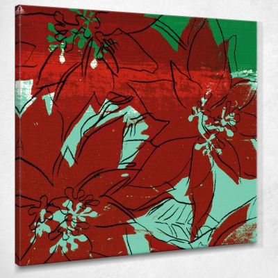 Poinsetta 4 1981 Andy Warhol quadro stampa su tela 100x100cm AW96