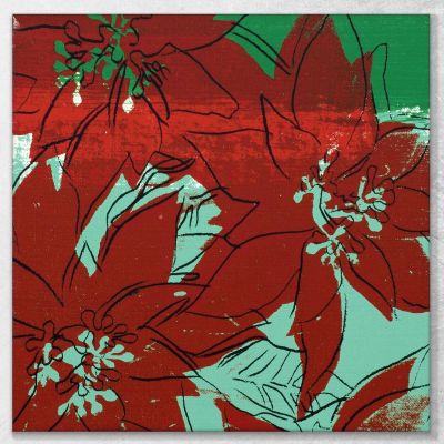 Poinsetta 4 1981 Andy Warhol quadro stampa su tela AW96