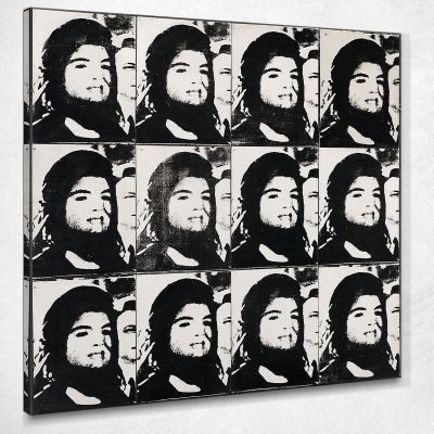 Twelve Jackies 1964 Andy Warhol quadro stampa su tela 100x100cm AW105