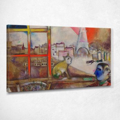 Parigi Vista Attraverso La Finestra Chagall Marc CM9 quadro stampa su tela