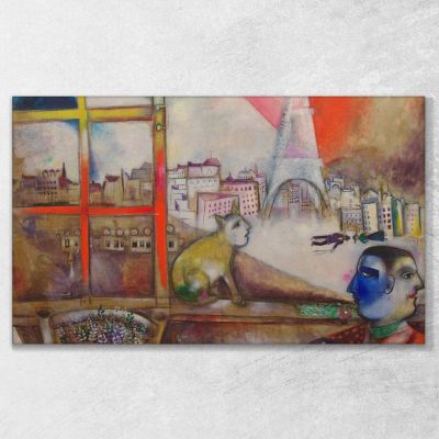 Parigi Vista Attraverso La Finestra Chagall Marc, CM9 quadro stampa su tela