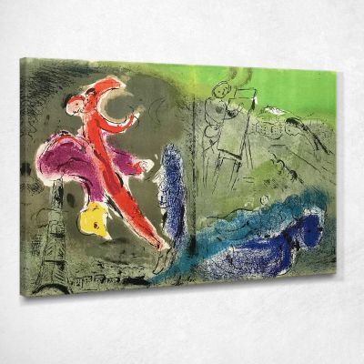 Visione Di Parigi. Tour Eiffel Chagall Marc CM13 quadro stampa su tela