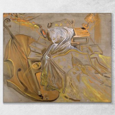 Letto E Due Comodini Che Attaccano Ferocemente Un Violoncello Dali Salvador, SD132 quadro stampa su tela