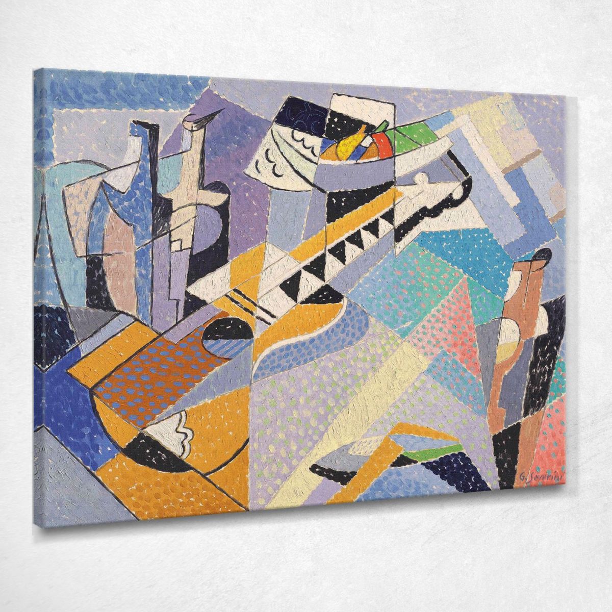 Stillleben Mit Gitarre Gino Severini drucken auf leinwand, image size:1200x1200