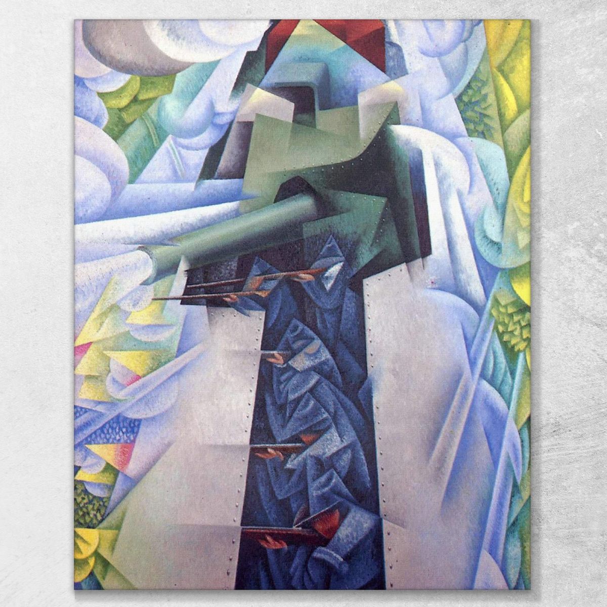 Armored Train In Action Gino Severini drucken auf leinwand, image size:1200x1200